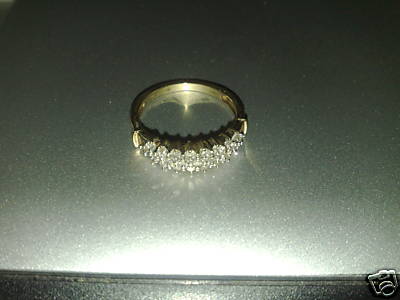 Gold Quarter Carat Diamond Three Row Ring